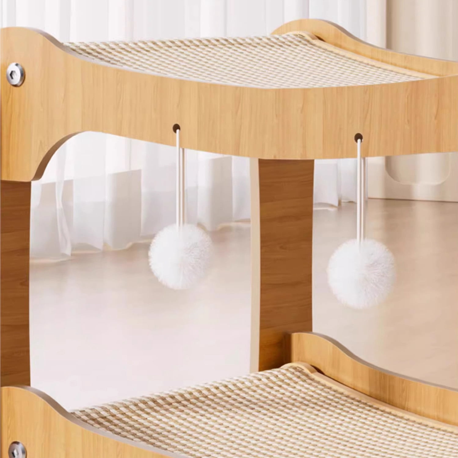 Double Layer Cat Bed & Scratcher House, Sisal Bunk Bed for Indoor Cats, Warm Semi-Enclosed Hideaway