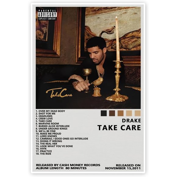 PPHAOSHO Drake Take Care Poster frameless Painting Canvas Wall Posters Art Picture Print Modern Home Decor 20x30inch