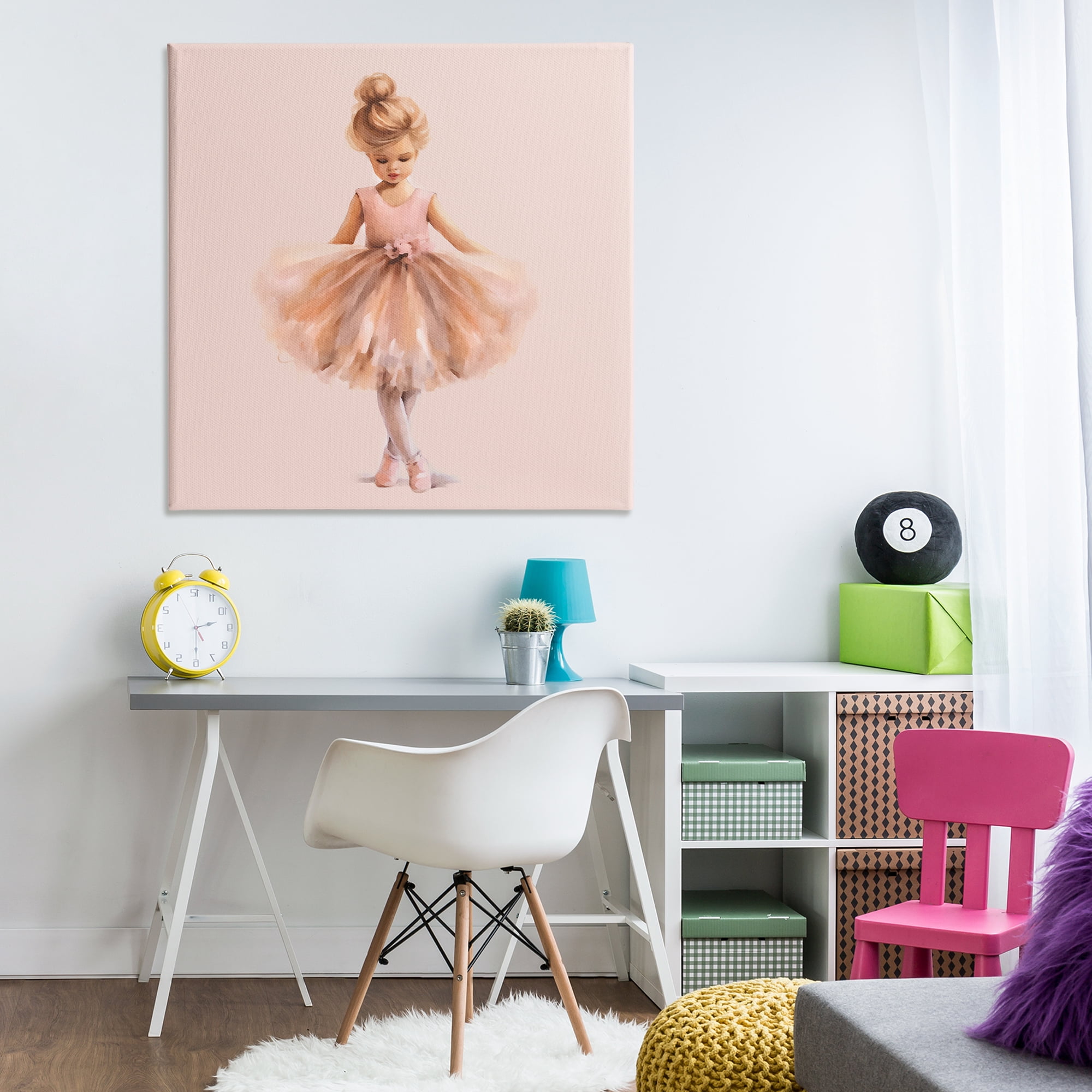 Stupell Industries Pink Ballerina Girl People Painting Wrapped Canvas Art Print Wall Art, 36 x 36