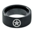 thumbnail image 2 of Tungsten Astronomical Star Circle Emblem Band Ring 9mm Men Women Comfort Fit Black Flat Cut Brushed Polished, 2 of 4