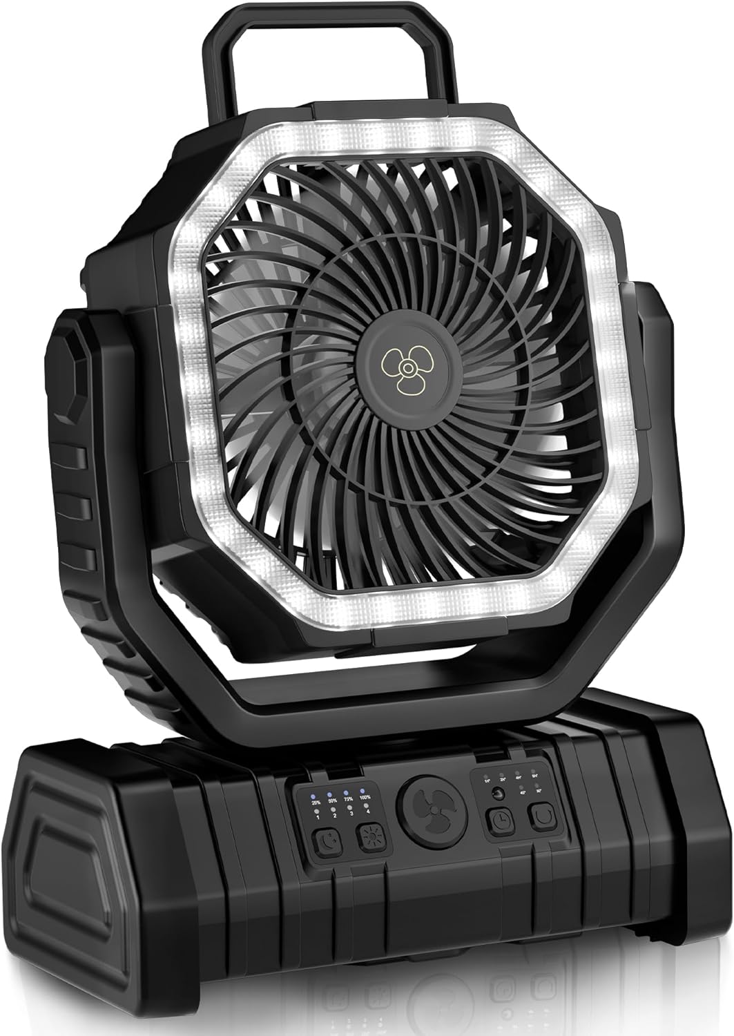 Portable Fan Rechargeable, 20000mAh Cordless Battery Powered Camping Fan with LED Light & Remote, 4 Speeds Wind, Timer, USB C, 360 Hanging Hook, Oscillating Fans for Travel Tent, Camping Essentials