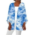 thumbnail image 2 of Axiiglly Cardigan for Women Plus Size Lightweight Cardigans Autumn Casual Comfy Puff Sleeve Open Front Tops Floral Print Loose Swim Beach Bathing Suit Cover Up, 2 of 5