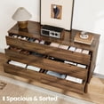 thumbnail image 4 of 47" Wide 6 Drawer Dresser, Mid-Century Modern Double Dresser for Bedroom, Large Wood Storage Chest of Drawers, Dark Walnut Finish, 4 of 9