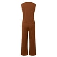 thumbnail image 6 of Prolriy Pant Suits for Women, Women's Trendy 3 Piece Set Long Sleeve Cardigan Sleeveless Top & Wide Leg Pants Business Casual Outfits for Women Brown XXL, 6 of 6
