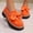 Orange, variant on Women's Wide Width Platform Loafers, Breathable Patent Leather Mules with Bow Detail, Comfortable Non-Slip Lug Sole Walking Shoes for Spring, Summer, Daily Wear - Black/Pink/Red/Brown/Orange/Green