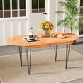 thumbnail image 2 of Gymax 71'' Patio Dining Table 6 Person Large Oval Table w/ Teak Wood Tabletop, 2 of 10