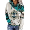 thumbnail image 1 of Pompotops Femmes Casual Folk-Custom Imprimé Pull Manches Longues Poche Chemisier Tops Sweatshirts, 1 of 4