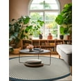 thumbnail image 3 of Unique Loom Outdoor Border Collection Area Rug - Frame (5' 1" Round Navy Blue/Ivory), 3 of 9