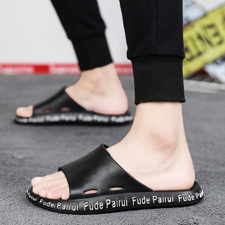 

Fashion Summer Slippers for Men Lightweight Non-Slip Flip Flops Soft Sole Open Toe Shoes for Home Living Room Bedroom 44 Black Orange