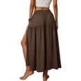 thumbnail image 4 of GUACER Womens Boho Tiered Maxi Skirt with Side Slit High Waisted Drawstring A-Line Skirt Flowy Summer Beach Swing Long Skirts, 4 of 7