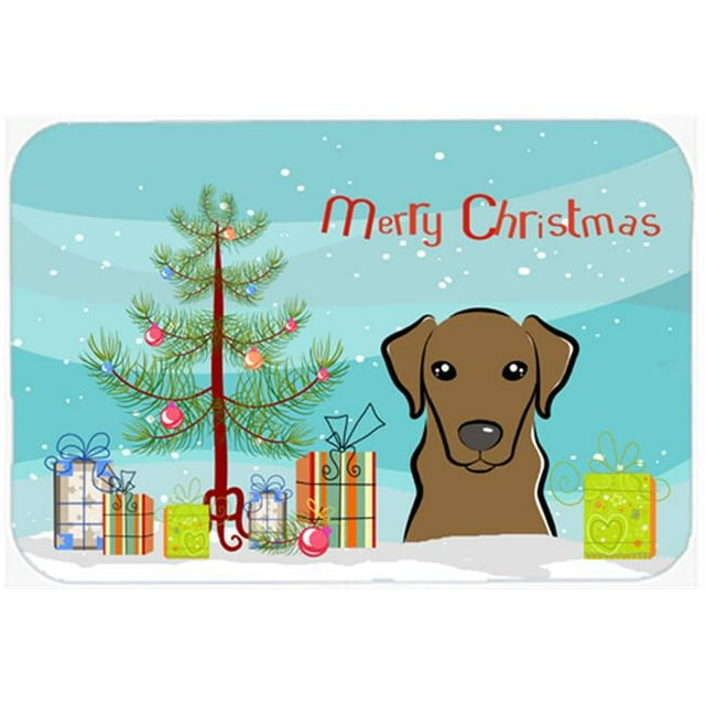Carolines Treasures BB1606CMT Christmas Tree & Chocolate Labrador Kitchen or Bath Mat, 20 x 30