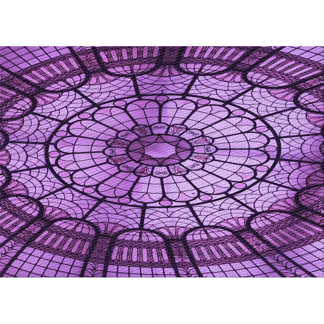 Ahgly Company Machine Washable Indoor Rectangle Transitional Heliotrope Purple Area Rugs, 7' x 10'