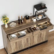 Modern 55 Inch Sideboard Buffet Cabinet – 2 Drawers, 4 Doors, Adjustable Shelf – Kitchen Storage, Coffee Bar Cabinet for Dining Room – Vintage Brown, Datong 41014K