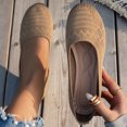 thumbnail image 2 of GPOECD Ballerines Bout Rond Couleur Unie en Maille Tricotée à Enfiler Chaussures Décontractées d'Été Confortables pour Femmes 03_Khaki,42, 2 of 7