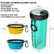 thumbnail image 3 of Botella De Agua Para Perros - Dispensador De Bebidas Portátil Y Contenedor De Viaje De Doble Cámara Botella 2 En 1, Con 2 Tazones Plegables (Azul),11 Feliz Sencillez, 3 of 4