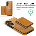 thumbnail image 3 of Dteck for Samsung Galaxy S25 Plus Detachable Wallet Card PU Leather Magnetic Flip Cover RFID Blocking Card Holder Stand Compatible with Magsafe Accessory Phone Case, Brown, 3 of 6