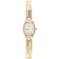 Elgin Women's Diamond Cut Half Bangle Wristwatch, Silver & Gold