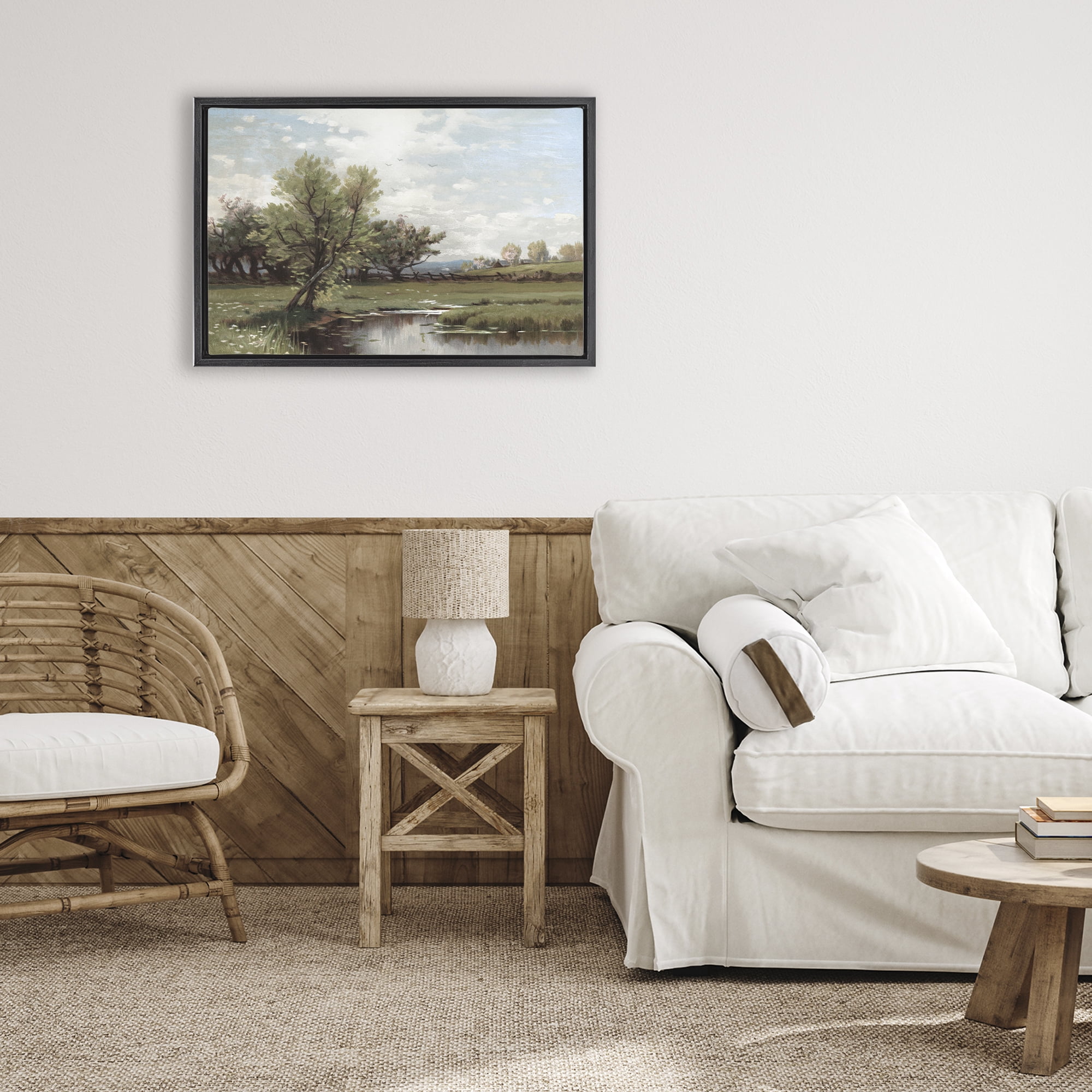 Stupell Industries Ecstatic Spring Landscape Black Framed Floater Canvas Wall Art, design by Lula Bijoux & co.