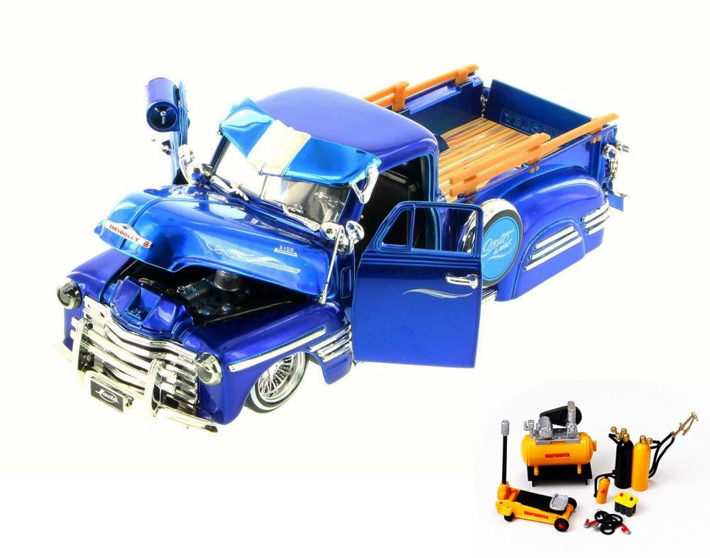 Diecast Car & Mechanic Set Package 1951 Chevy Pickup Truck, Blue