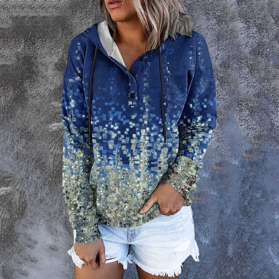 Vedolay Sweatshirts Women's 2023 Oversized Long Sleeve Shirts Pullover Crewneck Sweatshirts Casual Tops,Blue XXL