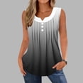 thumbnail image 4 of Craaazy Ladies Gradient Print Sleeveless Pleated Buttoned Patchwork V-Neck Fake Two-Piece Blouse Casual Summer Top Gifts, 4 of 8