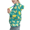 thumbnail image 2 of Daiia Lemon Blue Pattern Women's Fashion Hoodies & Sweatshirts with Kangaroo Pocket Hooded Sweatshirt with Eye-catching Drawstrings-Small, 2 of 7