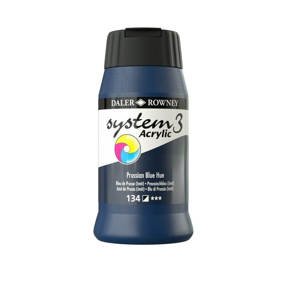 Daler-Rowney Original System 3 Acrylic, 500ml Bottle, Prussian Blue