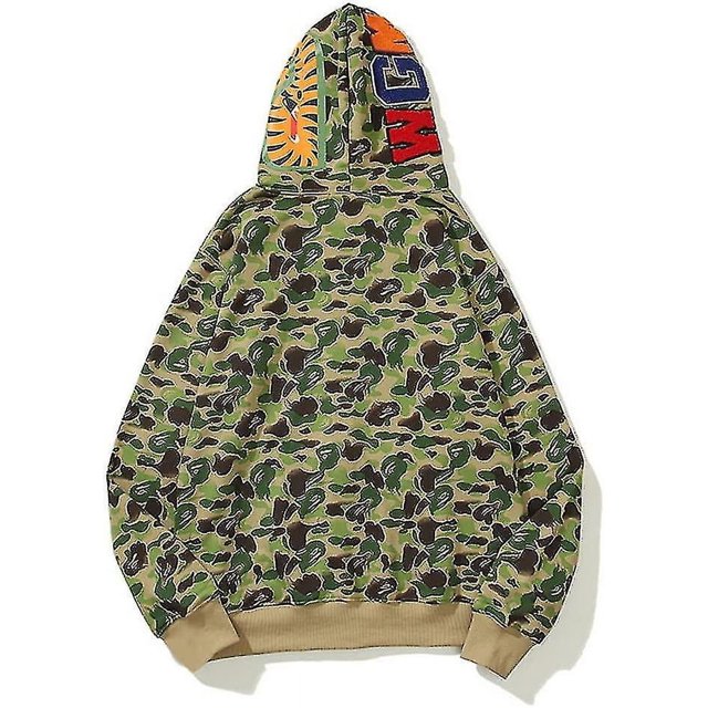Chandail à Capuchon Shark Ape Bape à Imprimé Camouflage en Polyester, Chandail Décontracté Ample à Fermeture Éclair, Veste à Capuchon pour Hommes Femmes