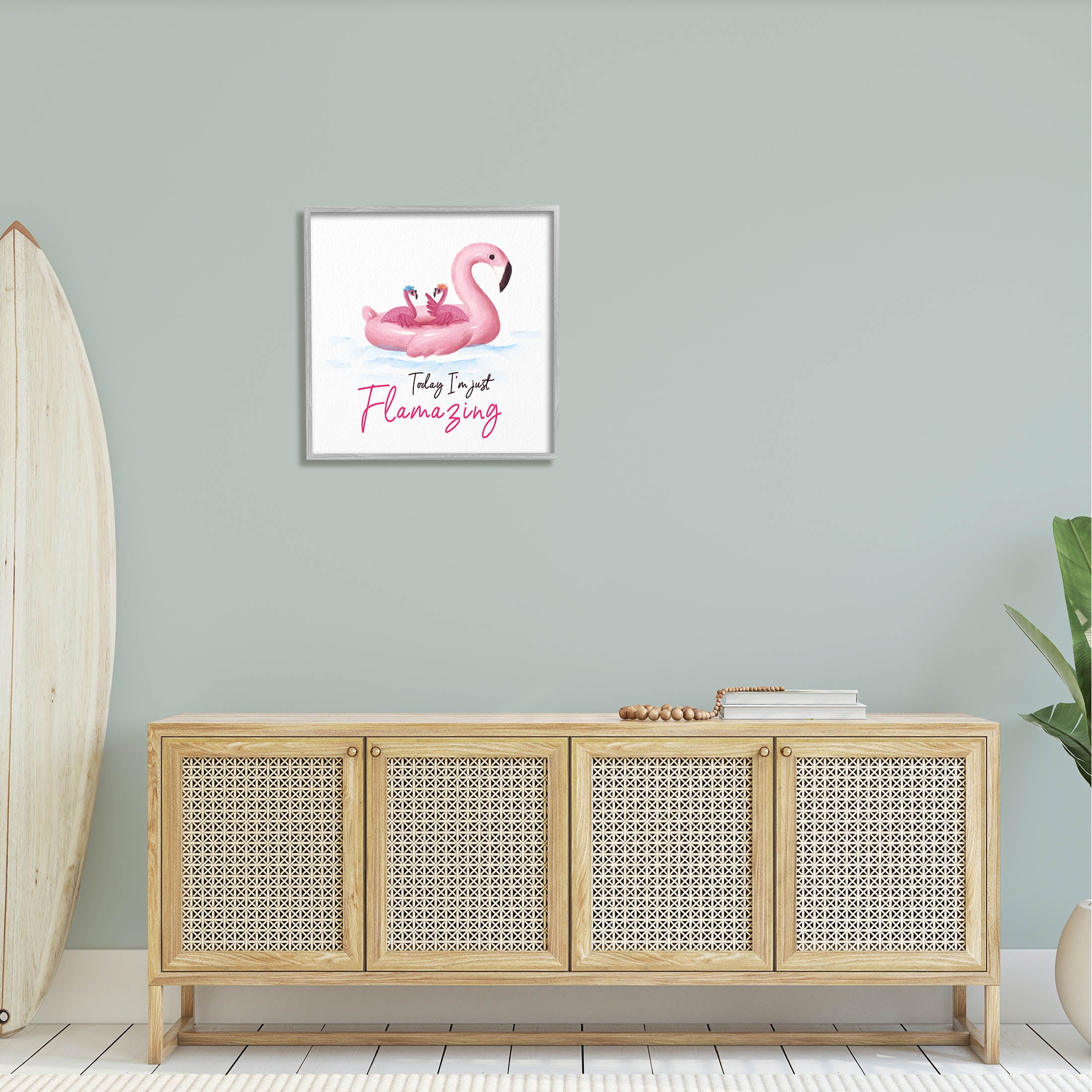 Today I'm Flamazing Flamingoes Animals & Insects Graphic Art Gray Framed Art Print Wall Art