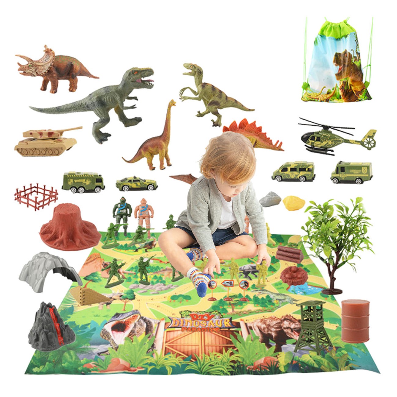 Kaimingweb Dinosaur Toys, 47 Pcs Dinosaur Play Sets with Activity Play