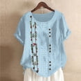 thumbnail image 2 of Birdeem Blouses pour Femmes Mode Imprimée Confortable Ample Manches Courtes Blouse Boutonnée Col Rond Décontracté, 2 of 12