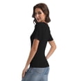 thumbnail image 2 of Womens Tops Crew Neck Summer Short Sleeve Casual Slim Fitted Tshirt, 2 of 6