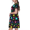 thumbnail image 2 of Disketp Geometric 1980s Styled para Vestido de Manga Corta para Mujeres, Vestidos de Verano para Mujeres, Casual y Holgado para la Playa, 2 of 6