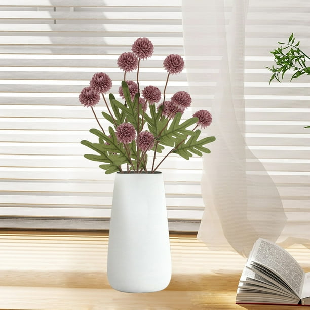 Juego de 4 flores artificiales de seda de 5 cabezas de cebolleta y crisantemo | Plantas suculentas de plástico | Tallos suaves y flexibles | Decoración para bodas en interiores | Arreglo de mesa e