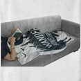 thumbnail image 6 of Adventure Soft Flannel Fleece Blanket, Hand Drawn Buffalo Wanderlust Lettering Forest and Moon Journey Theme, Cozy Plush for Indoor and Outdoor Use, 60" x 80", Dark Petrol Blue White, by Ambesonne, 6 of 6