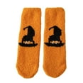 thumbnail image 4 of Huowey Halloween Fuzzy Socks For Women Men Crew Socks Pumpkin Ghost Pattern Halloween Gift Fall Winter Warm Soft Festival Party Lounging Home Socks,Orange, 4 of 4