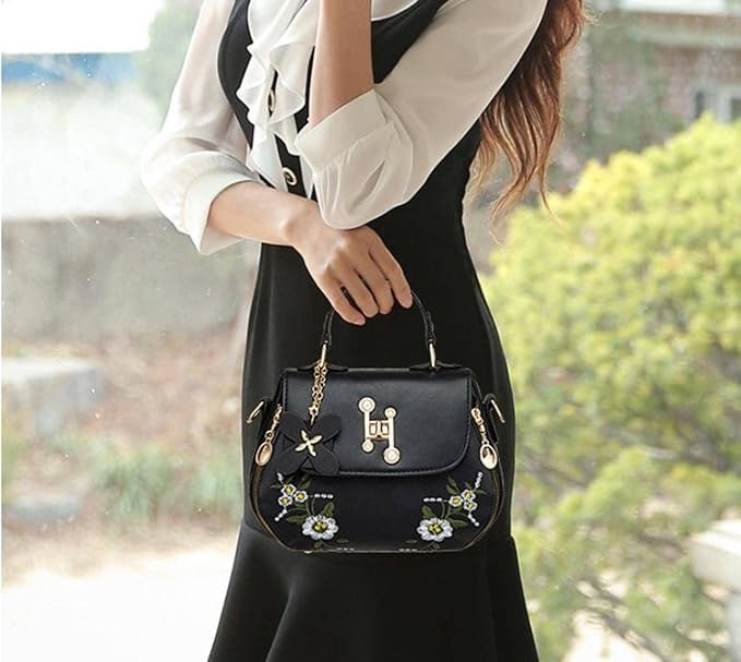 Women's Handbags and Purses Casual Messenger Embroidered Top Handle Satchel Trendy Work Crossbody Shoulder Bags