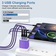 thumbnail image 3 of 3 Port USB Wall Charger, KIGPOZI Type C Charger Block with 3pack USB C Cable Phone Cables Cables Type C Charging Cords, Android Charger USB Plug Power Station Charging Brick Type C Block[Purple], 3 of 9
