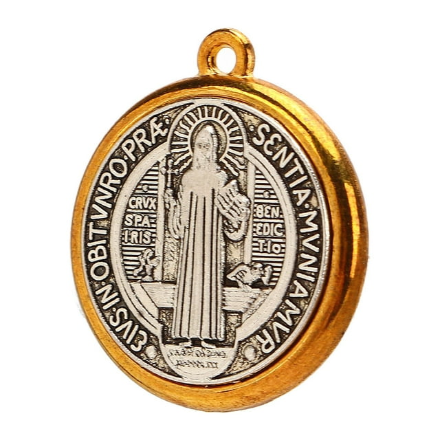 Medalla de San Benito Medalla de San Benito de Metal Inoxidable Colgante Medallas Católicas de Regalo Religioso para Hombres y Niños