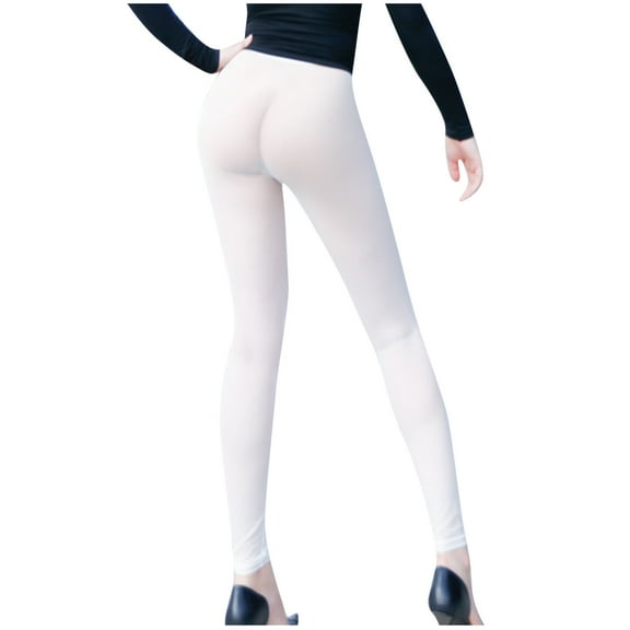 Women's Leggings Women's High Waisted-Thin Perspective Tight Pants Fitness Slim Oily Yoga Pants Workout Pants Women White S