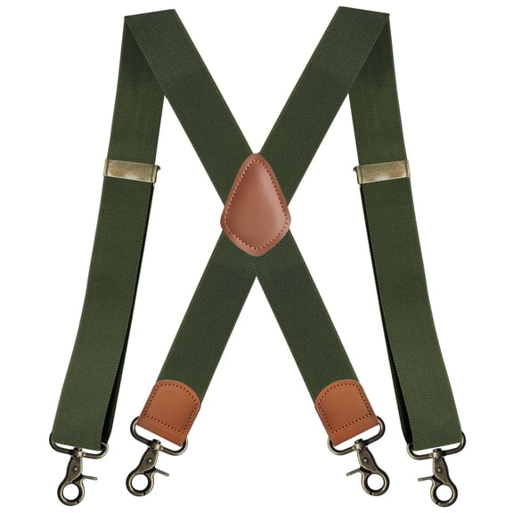 Vintage Suspenders for Men Heavy Duty 4 Snap Hooks for Belt Loops Adjustable X Back Work Suspenders