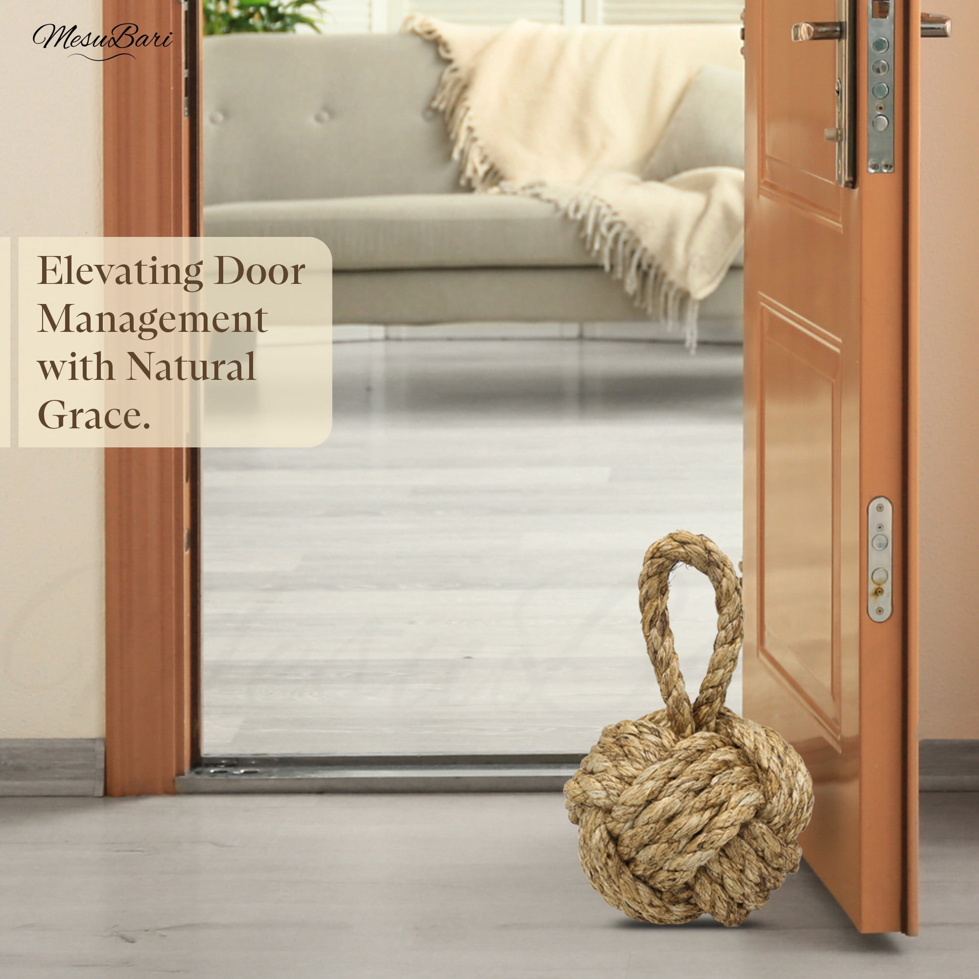 MesuBari Sisal Rope Nautical Door Stop Brown (6 inch, 3.6 Pounds)