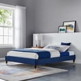thumbnail image 3 of Pemberly Row Modern Performance Velvet Full Platform Bed Frame in Navy, 3 of 6