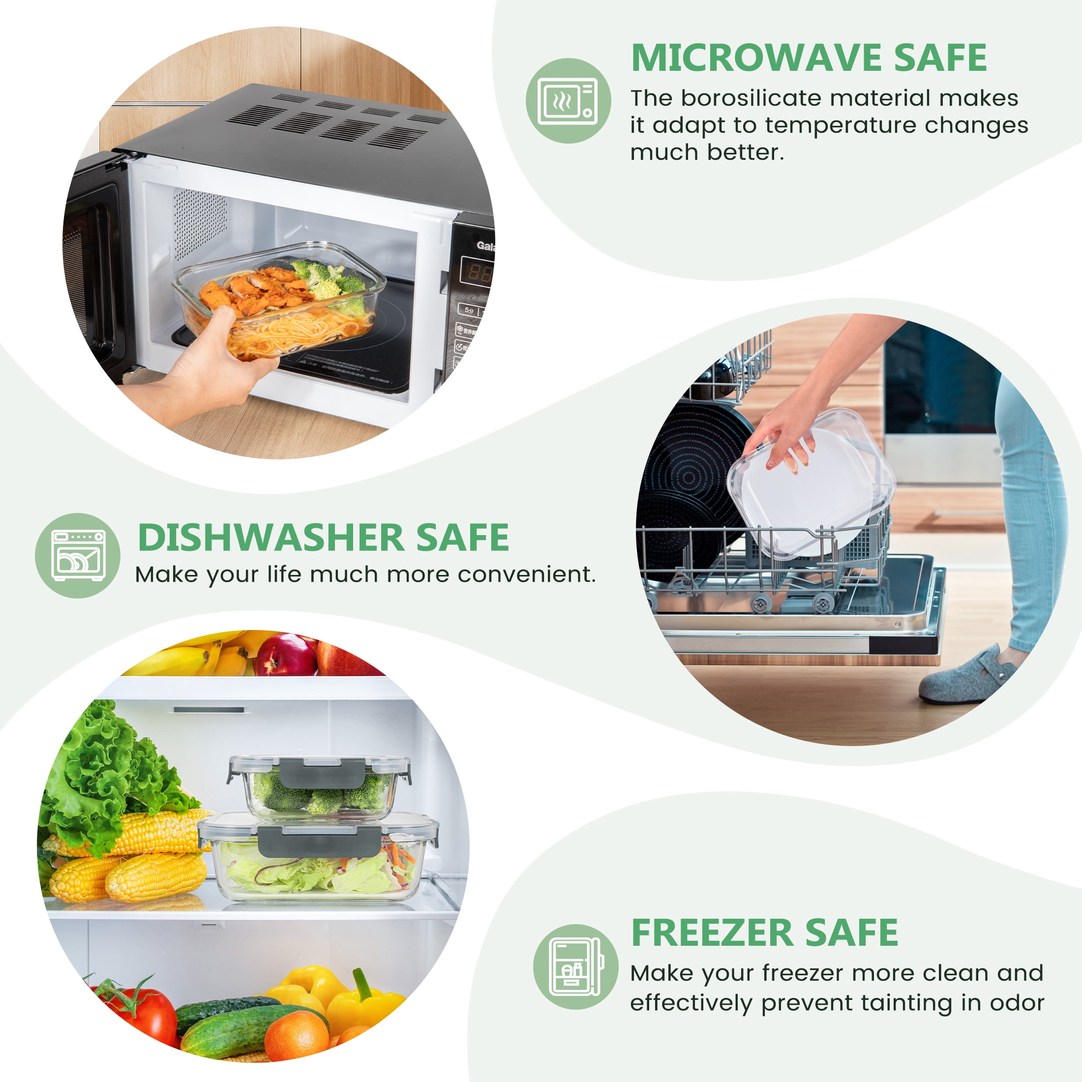 GPED 34-Piece Glass Food Storage Container Set, Glass Meal Prep Containers with Snap-Locking Lids, Glass Lunch Box, Airtight Bento Box, for Microwave, Oven, Freezer, and Dishwasher Safe, Gray