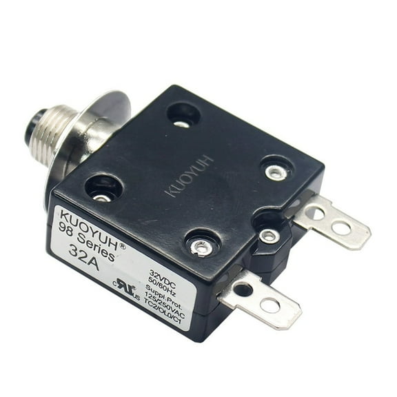 KUOYUH 98 Series, 32AMP, 125/250VAC 32VDC, Push Button Manual Reset Thermal Overload Circuit Breaker