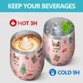 thumbnail image 4 of 12oz Stemless Wine Tumblers Pink Christmas Santa Pattern Vacuum Insulated Stainless Steel Travel Tumbler Cups Mug with Lid and Straw for Champaign,Cocktail,Beer with Cleaning Brush, 4 of 5