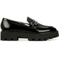 thumbnail image 2 of Franco Sarto Women's Balin Lug Sole Chunky Loafer Black/Silver Stud 8M, 2 of 5