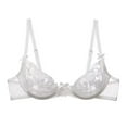 thumbnail image 2 of Women's Balconette Bra Sexy Lace Bra Embroidered Sheer Unpadded Unlined Bra See Through Bra, 2 of 6
