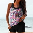 thumbnail image 2 of Nfurl Tummy Control Swimsutis for Women Elegant Floral Print Tankini Bathing Suits 2 Piece Summer Vacation Swimming Sets Modest Swimsuit Purple,Size L, 2 of 5