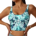 thumbnail image 2 of Uemuo Blue Floral with Butterflies Pattern Women's Sports Bra - High Impact Support, Breathable, and Comfortable Athletic Bra for Running, Yoga, and Workouts, 2 of 9